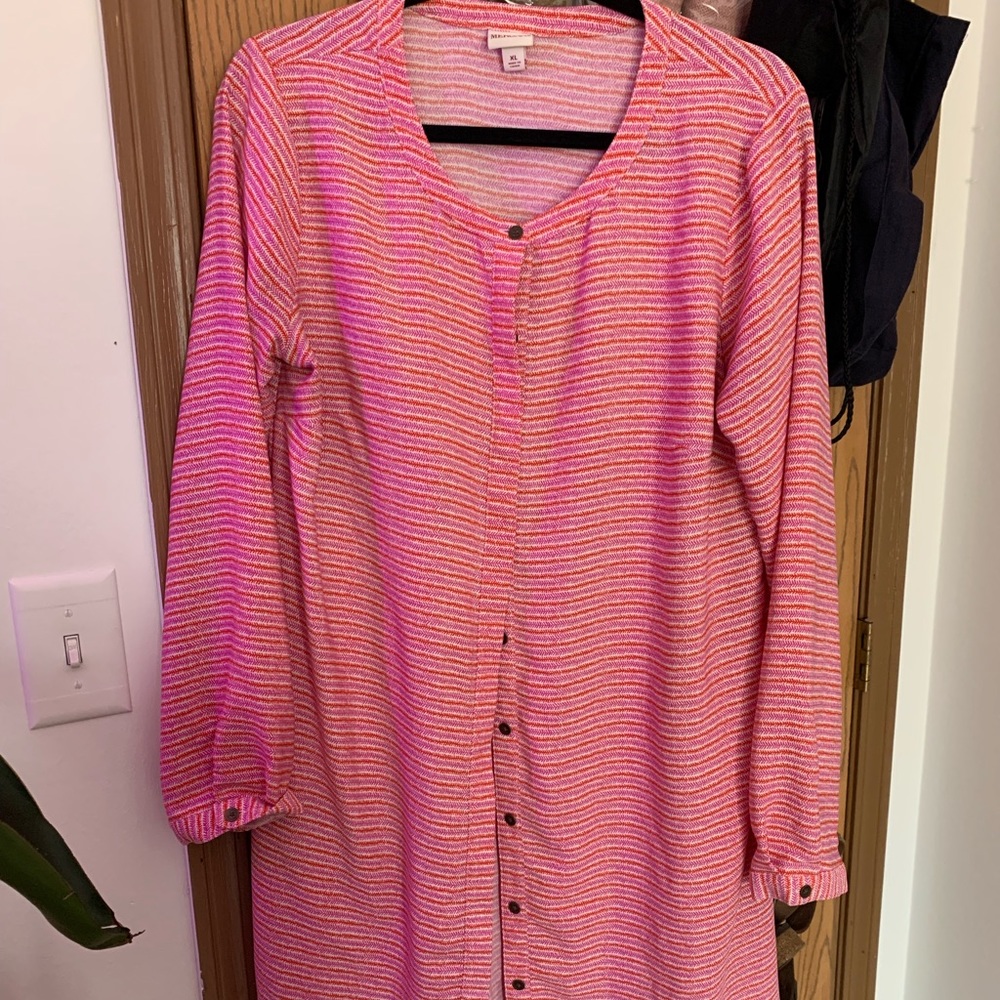 Long sleeve pink shirt dress with matching belt